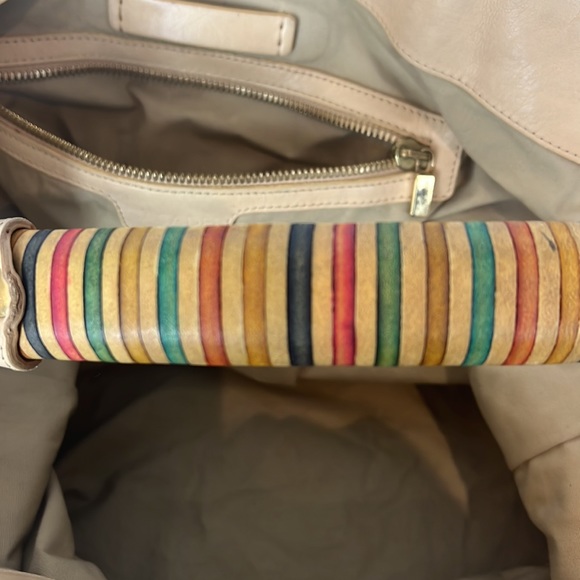 Casadei Cream & Gold Tone Purse with Striped Handle & Gold Tone Hardware - Picture 12 of 17